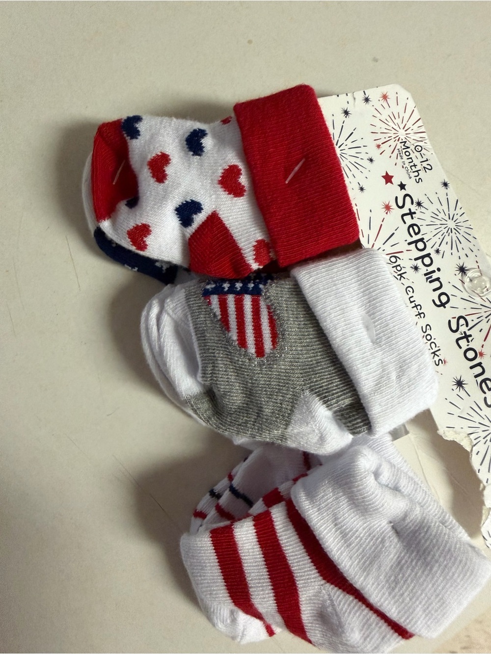 Stepping Stones Baby Ankle Socks - Red, White & Blue (3-Pack)
